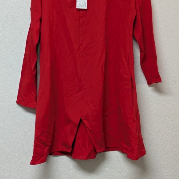BE WEAR Red Long Sleeves Split-Hem A-line Mini Dress - 2XL/3XL - Picture 2 of 6